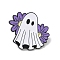 Hallowmas Ghost Enamel Lapel Pin Backs, Painting Black Alloy Badge for Backpack Clothes for Women Men, Flower, 27.5x30.5mm