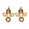 304 Stainless Steel Rhinestone Pendants, Wing Charm, with Jump Ring, Ion Plating(IP), Real 18K Gold Plated, 22x18x2.5mm, Hole: 2.5mm