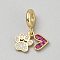 Brass European Dangle Charms, Heart, Golden, 25mm, Hole: 4.5mm