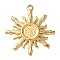 304 Stainless Steel Pendants, Ion Plating(IP), Sun Ray Charms, Real 14K Gold Plated, 31x28x1.5mm, Hole: 2.2mm