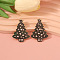 Christmas Tree  Alloy Enamel Stud Earrings, with Plastic Pearl, Golden, 41x30mm