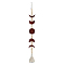Wood Beaded Moon Phase Pendant Decorations, Bohemian Style Cotton Tassel Garland, Coconut Brown, 765mm
