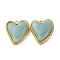 304 Stainless Steel Pendants, Heart, with Resin, PVD Vacuum Plating, Real 18K Gold Plated, Green, 24x23x10mm, Hole: 1.8mm