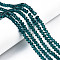 Glass Beads Strands, Faceted, Rondelle, Dark Cyan, 6x5mm, Hole: 1mm, about 80~85pcs/strand, 38~40cm