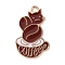 Alloy Enamel Pendants, Golden, Coffee Cup with Cup Charm, Coconut Brown, 26x15.5x1.2mm, Hole: 2mm