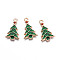 Christmas Alloy Enamel Pendants, Cadmium Free & Lead Free, Light Gold, Christmas Tree, Green, 22.5x13.5x2.5mm, Hole: 1.8mm