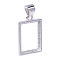 1Pc 925 Sterling Silver Pendant Cabochon Settings, Rectangle, 1Pc Suede Fabric Square Silver Polishing Cloth, Platinum, Tray: 14x10mm, 18x11.5x2mm, Hole: 5x3.5mm