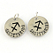 Alloy Pendants, with Rhinestone, Flat Round, with Constellation/Zodiac Sign, Platinum, Sagittarius, 22x2.5mm, Hole: 5.5mm