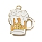 Oktoberfest Theme Alloy Enamel Pendants, Golden, Beer Cup, 24x20x1mm, Hole: 1.6mm