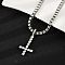 Alloy Full Crystal Rhinestone Inverted Cross Pendant Necklaces, Platinum, 18.62 inch(47.3cm)