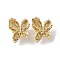 Brass Micro Pave Cubic Zirconia Pendants, Butterfly, Rack Plating, Long-Lasting Plated, Cadmium Free & Lead Free, Real 18K Gold Plated, 22x18.5x9mm, Hole: 4mm