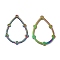 Ion Plating(IP) 304 Stainless Steel Linking Ring Rhinestone Settings, Teardrop, Rainbow Color, Fit for 1.6mm Rhinestone, 27.5x20x1mm, 