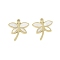Natural Shell Pendants, Ion Plating(IP) 304 Stainless Steel Dragonfly Charms, Manual Polishing, Real 18K Gold Plated, 17x15.5x1.5mm, Hole: 1.5mm