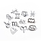 12Pcs 12 Style Alloy Charms Set, Twelve Constellations Charm, Platinum, 11~15x8.5~13.5x2.5~6mm, Hole: 2mm, 1pc/style