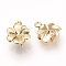 Brass Links connectors, Nickel Free, Real 18K Gold Plated, Flower, 10.5x8.5x1.5mm, Hole: 1mm