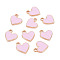100Pcs Alloy Enamel Charms, Heart, Pearl Pink, 12x11x1.5mm, Hole: 1.5mm