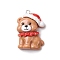Christmas Opaque Resin Pendants, with Platinum Iron Loop, Dog, 32x22x9mm, Hole: 2mm