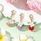 Berry Glass Seed Beads Pendant Decorations, with Flower Resin Imitation Pearl and 304 Stainless Steel Lobster Claw Clasps, Mixed Color, 40.5mm, 3pcs/set