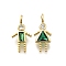 Brass Micro Pave Cubic Zirconia Pendants, 12 Birthstones Charms, Human, with Jump Ring, Lead Free & Cadmium Free, Real 18K Gold Plated, Sea Green, 14.5~15x7~7.7x2~2.5mm, Hole: 2x2.5mm