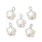ABS Plastic Imitation Pearl Beads Pendants, Star, with Alloy Bead Frames with 304 Stainless Steel Eye Pin Loop, White, 19x14.5x6mm, Hole: 3mm