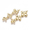 Brass Links connectors, Flower, Nickel Free, Real 18K Gold Plated, 42x15x2.5mm, Hole: 1.2mm