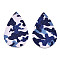 Imitation Leather Big Pendants, Teardrop with Camouflage Pattern, Blue, 56.5x37x2mm, Hole: 2mm