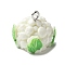 Resin Iron Pendants, Artificial Vegetable Themes, Cauliflower, 17x19.5x12.5mm, Hole: 2mm