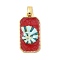Brass Enamel Pendants, Rectangle & Conch Shape, Rack Plating, Long-Lasting Plated, Cadmium Free & Lead Free, Golden, Red, 27.5x14x3mm, Hole: 5.5x3.5mm