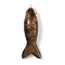 Natural Tiger Eye Carved Pendants, Fish Charms with Brass Findings, Golden, 47x15x12mm, Hole: 1.6mm