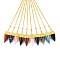 Natural & Synthetic Mixed Gemstone Cone Dowsing Pendulums, with Alloy Lotus Flower and Alloy Curb Chains, Golden, 265mm