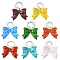 8Pcs 8 Colors Transparent Glass Pendants, Bowknot, Mixed Color, 25~26x24x7.5mm, Hole: 5~6x5~7mm, 1pc/color