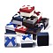 6Pcs Cardboard Ring Boxes, with Bowknot Ribbon Outside and White Sponge Inside, Square, Mixed Color, 5~5.3x5~5.3x3.8~4cm