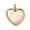 Rack Plating Brass Pave Shell Heart Charms with Jump Rings, Long-Lasting Plated, Real 18K Gold Plated, 14.5x14.5x2mm, Hole: 1mm