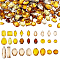 Acrylic Sew on Rhinestone, 2-Hole Links, Faceted, Costume, Gold, 8~30x2.5~14mm, Hole: 1~1.6mm
