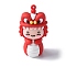 PVC Plastic Pendants, Snake with Dancing Lion, Red, 57.5x32.5x32mm, Hole: 2mm