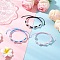 3Pcs 3 Colors Imitated Pearl Acrylic and ABS Plastic Imitation Pearl Beads Braided Bead Bracelets for Women, Paw Print, with Braided Nylon Thread, Mixed Color, Inner Diameter: 2-1/8 inch(5.5cm)~4 inch(10cm), 1pc/color