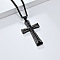 Cross Stainless Steel Crystal Rhinestone Pendant Necklaces, Black, 23.62 inch(60cm)