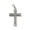 Non-Tarnish 316 Surgical Stainless Steel Pendants, with 304 Stainless Steel Snap on Bails, Cross, Stainless Steel Color, 49x30x7.5mm, Hole: 8x4mm