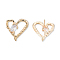 Clear Cubic Zirconia Heart Stud Earrings, Brass Jewelry for Women, Cadmium Free & Nickel Free & Lead Free, Real 18K Gold Plated, 19.5x20mm, Pin: 0.7mm