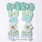 5 Pair 5 Style Bowknot & Flower Polyester Alligator Hair Clips, Iron Hair Accessories, Medium Aquamarine, 66x43x20mm, 1 Pair/style