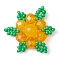 Woven Natural Dyed Malaysia Jade & Glass Seed Beads Snowflake Multi-Strand Links, Gold Color, 26.5x23x6.5mm