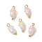 Flower Acrylic Charms, with Brass Ball Head pins and Natural Cultured Freshwater Pearl Bead, Frosted, PeachPuff, 11.5x6mm, Hole: 1.6mm