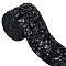 4 Yards Polyester Ribbon, with Paillette, Clothes Accessories, Black, 3 inch(75mm)