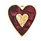 Opaque Acrylic Pendants, Heart, with Stainless Steel Findings, Real 18K Gold Plated, Dark Red, 42x38x5mm, Hole: 4x3.5mm