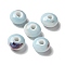 Handmade Porcelain Beads, Rondelle, Light Cyan, 12x7mm, Hole: 3.3mm