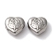 Tarnish Resistant 304 Stainless Steel Beads, Heart with Lotus, Stainless Steel Color, 8x8x4mm, Hole: 1mm