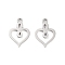 Non-Tarnish 316 Stainless Steel Charms, Heart Charm, Laser Cut, Stainless Steel Color, 15x10.5x1mm, Hole: 1.5mm