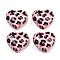 Printed Opaque Acrylic Beads, Heart with Leopard Print Pattern, Pink, 26x28.5x15.5mm, Hole: 3.2mm