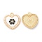 Alloy Enamel Pendants, with ABS Plastic Imitation Pearl Bead, Cadmium Free & Nickel Free & Lead Free, Golden, Heart with Flower Charm, White, 23x21.5x3mm, Hole: 2mm