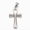 Tarnish Resistant 304 Stainless Steel Pendants, Ankh Cross, Stainless Steel Color, 44.5x25x3mm, Hole: 4x9mm
